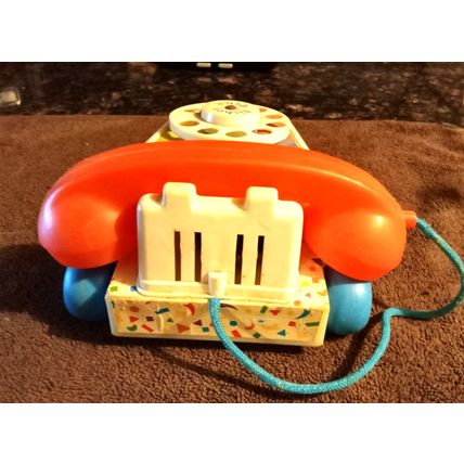 Old Vintage Original Fisher Price Pull Phone # 2063 6 1/2" Long Working 1985