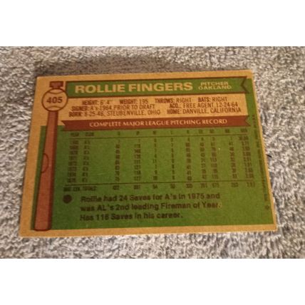 Topps 1976 405 Rollie Fingers Pitcher Oakland A's 5.0 EX Or Better Condition HOF