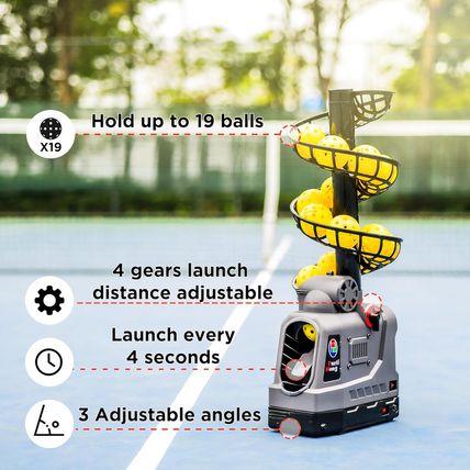 681PBH Pickleball Machine with Auto Swing, 3 Angles & 4 Speeds Adjustable, Porta
