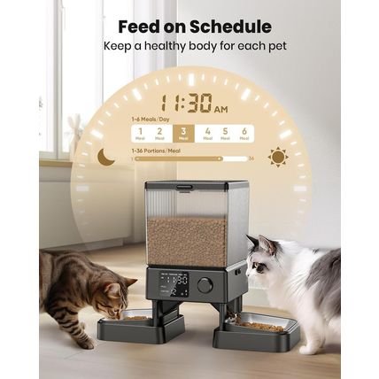 Oneisall Automatic Cat Feeder for 2 Cats, 20 Cups/5L Automatic Cat Food Dispense