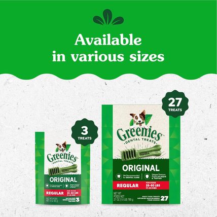 Greenies Original Regular Natural Dental Care Dog Treats, 54 Oz. Pack (54 Treats