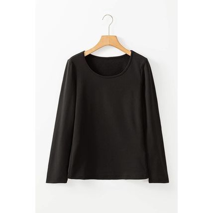 Black Solid Scoop Neck Slim Fit Thermal Top