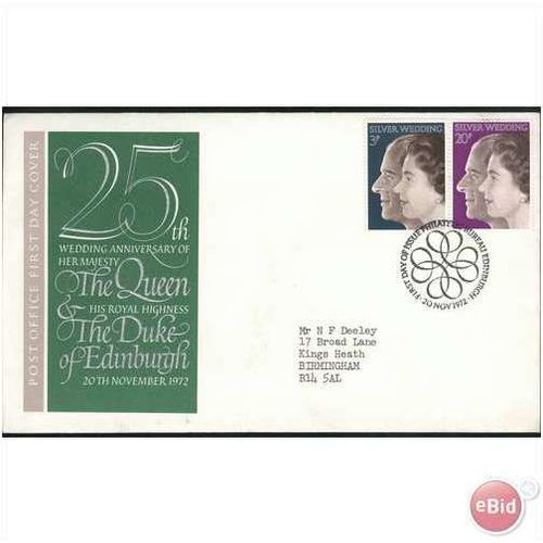 GB FDC 1972 - 25th Wedding Anniversary - Edinburgh SHS
