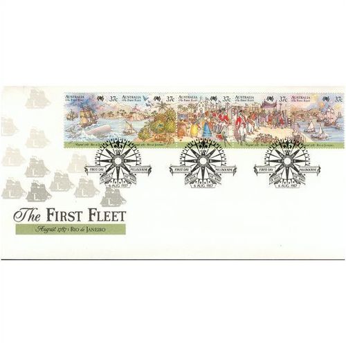 Australia FDC 1988 - SG 1077-1081 - The First Fleet at Rio De Janeiro