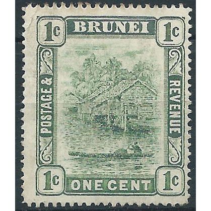 Brunei 1908 SG35 1c Green Die II Mounted Mint.. .