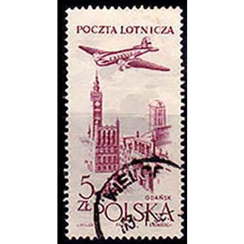 Poland 1958 Aeroplane 5zl Used Stamp.