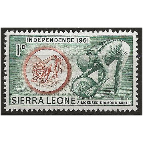Sierra Leone 1961 SG224 1d Orange-Brown & Myrtle Green Mounted Mint .. .