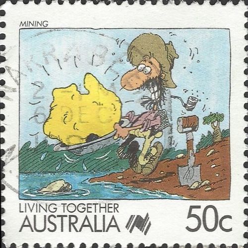 AUSTRALIA, Living Together, Mining, blue 1988, 50c, #4