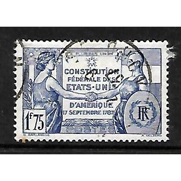 FRANCE 1937 1F.75 U,S CONSTITUTION SG 589 FINE USED#