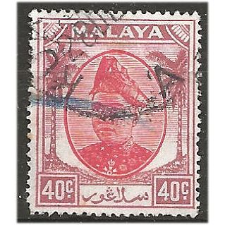 Selangor 1949 SG106 40c Scarlet & Purple Good/Fine Used ... ..