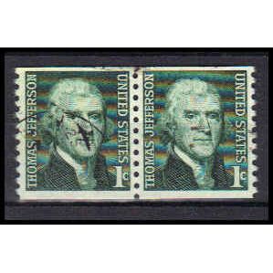 Used 1299 1c Thomas Jefferson Fine Pair KA6232