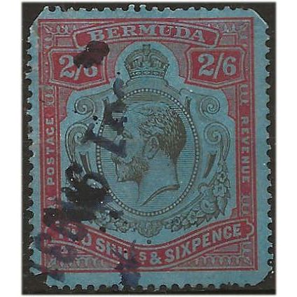 Bermuda 1929 SG89g 2/6d Black & Red/Blue Good+ Used FILLER cat £110.00 ...