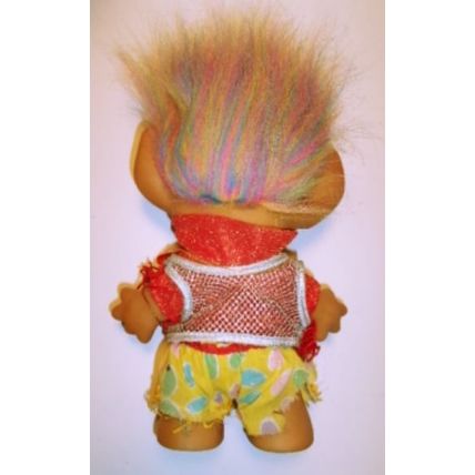 Vintage 8" Uneeda Wishnik Rock Star Troll With Guitar Rainbow Hair