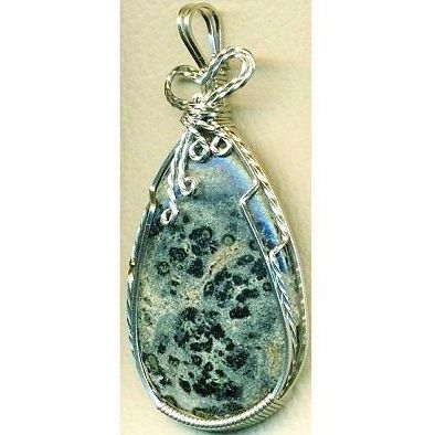 Leopard Skin Jasper Nickel Silver Wire Wrap Gemstone Pendant 29