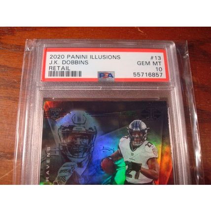 2021 Panini Illusions, Graded Gem Mint 10, J.K. DOBBINS Rc, Ravens, Retail