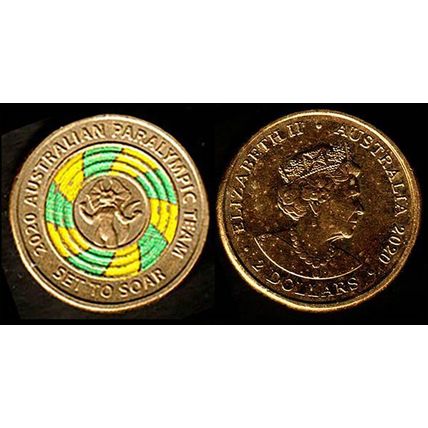 Australia Two Dollar 2020 Used Coin $2 Paralympic Queen Elizabeth II QE II