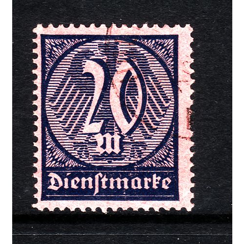 GERMANY 1923 OFFICIAL SG O251 20M BLUE / CARMINE FINE USED#2