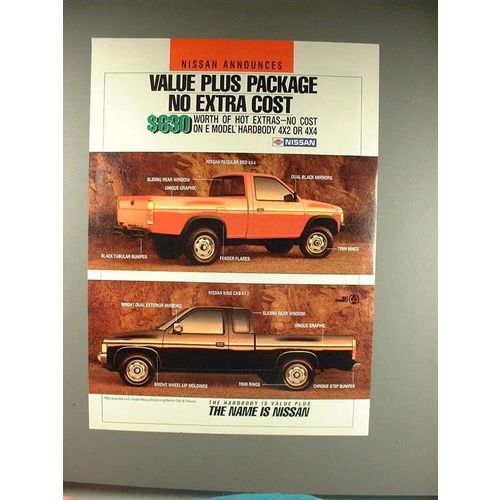 1987 Nissan E Model Hardbody Truck Ad - Value Plus!