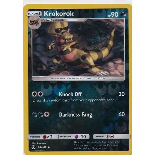 Pokemon Sun & Moon 84/149 Krokorok Rev Holo