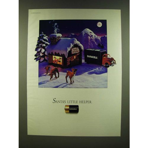 1990 Duracell Batteries Ad - Santa's little helper