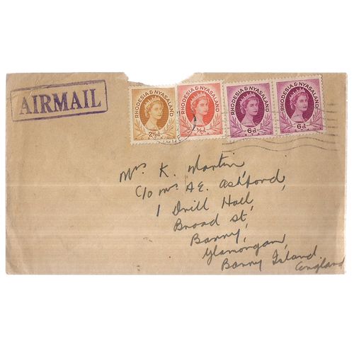 4 x RHODESIA & NYASALAND used stamps on paper as seen...c.1954 =