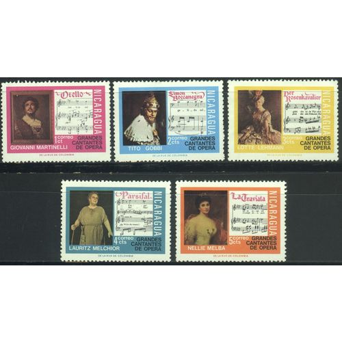 Nicaragua 1975 - SG1970/74 - Great Opera Singers x 5 - MH