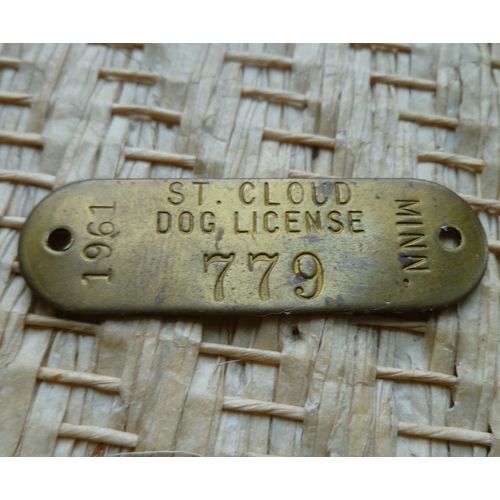 1961 St Cloud Minnesota Brass Dog License Tag #779