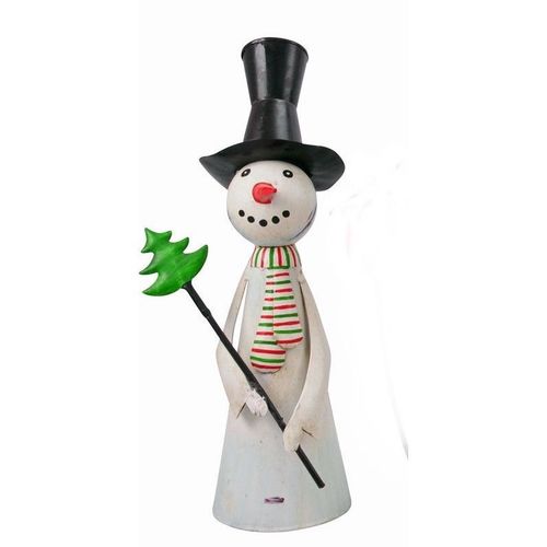 Zaunhocker SCHNEEMANN m Tanne Pfostenhocker ?48cm Metall Garten Dekoration