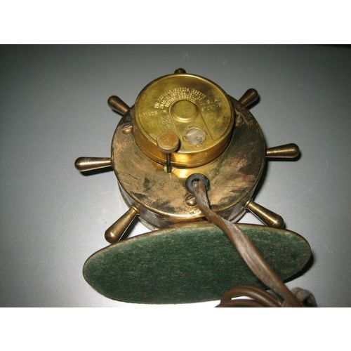 Vtg Advertising Brass Ships Wheel Strom Brass Foundry Electric Tabletop Clock