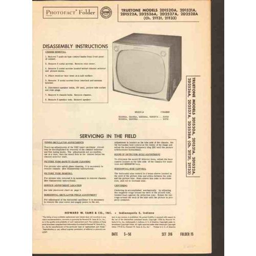 TRUETONE model 21T31 21T33 television receiver Sams Photofact manual