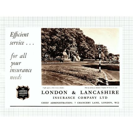 (6002) Mere Corner Cheshire London & Lancashire Insurance Advert - 1955 Clip