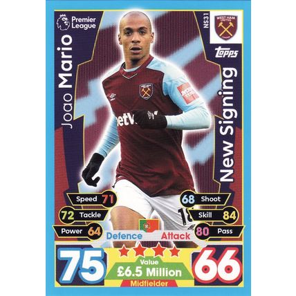 Match Attax 2017/2018 Extra NS31 Joao Mario West Ham United