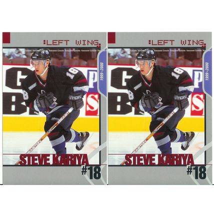 2x Steve Kariya Vancouver Canucks 99/00 Jumbo Postcard Cards