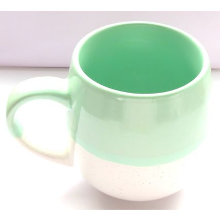 Green & White Stoneware Ceramic Mug 10 CM - 0035M