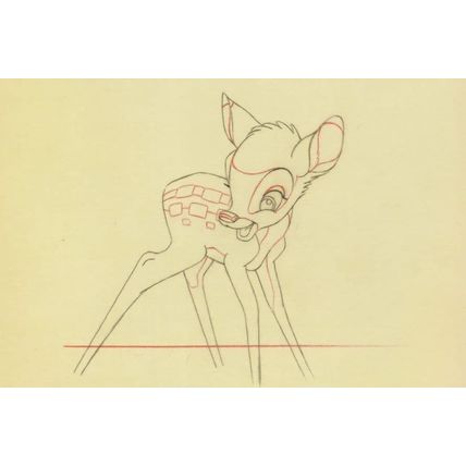 Bambi Original Sketch Creation Artist Drawing Walt Disney Postcard