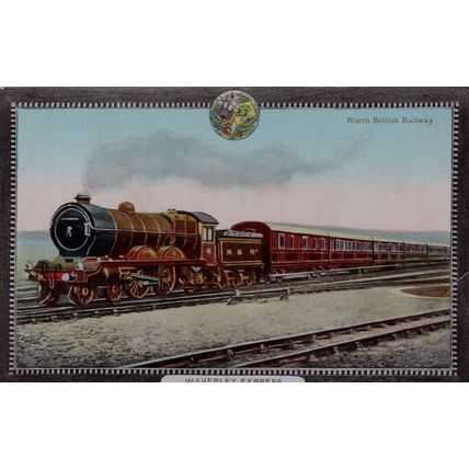 North British Railway Waverley Express Train Valentines Old Postcard
