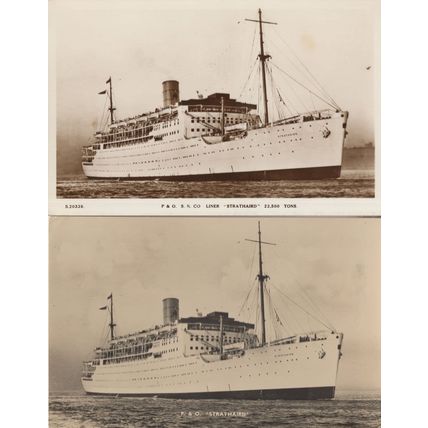 P&O Strathaird Liner 2x Ship Real Photo Vintage Postcard s