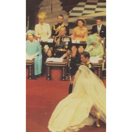 Princess Diana with Prince Charles Standing At Altar Wedding Rare Royal Postcard