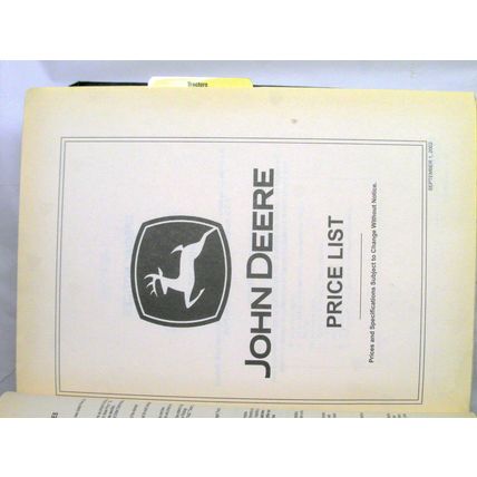 John Deere 2002 Dealer Ag Price List All Tractors Combines & Equip. 2000 Pgs