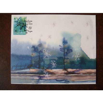 Aland Islands 2019 Christmas FDI Maxi Card stamp Julpost Ice Crystal