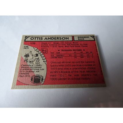 1980 Topps Football Card # 170 Ottis Anderson Very Good (3) St Louis Cardinals