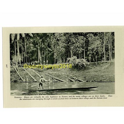Baram River Village, Borneo, Book Illustration (Print), c1920