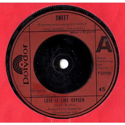 Sweet - Love is like oxygen / Cover girl 1978 7" single vinyl record POSP001