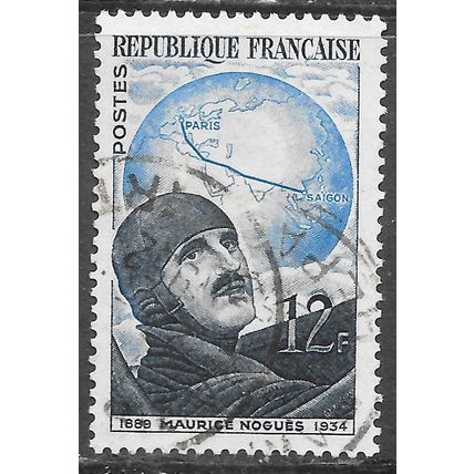FRANCE 1951 NOGUES PARIS SAIGON FIRST FLIGHT PILOT USED 12F SG1128 1128 YT 907