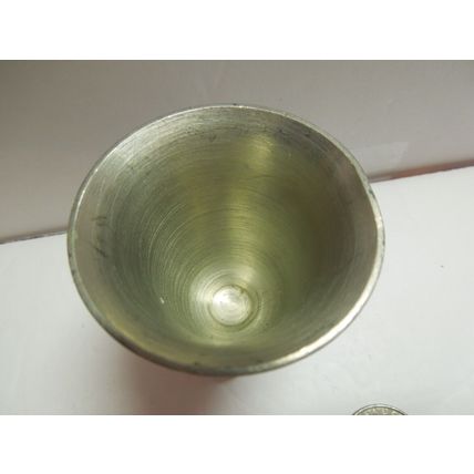 Vintage Pewter Bull head Base Drinking Cup Shot glass 3"