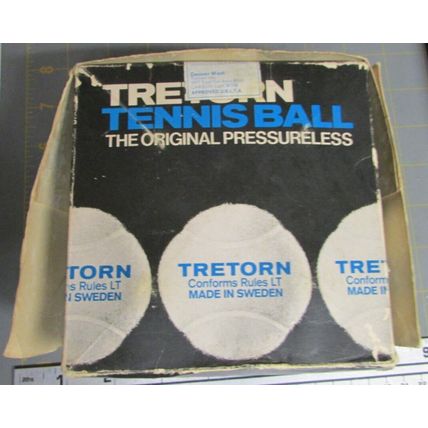 Vintage 1960's Tretorn Pressureless Tennis Balls Boxed Helsingborg Sweden 4 ball