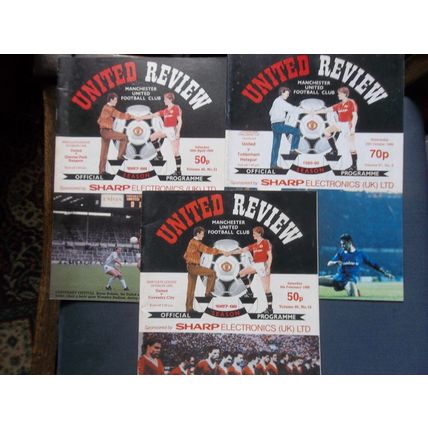 3 FOOTBALL PROGRAMMMES MANCHESTER UNITED REVIEW 1988-89 TOTTENHAM HOTSPUR QPR