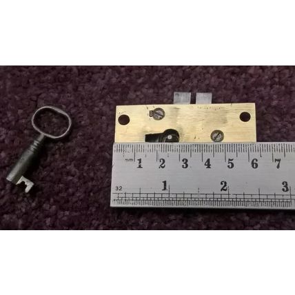 Antique Georgian Cupboard Cabinet Lock Brass Steel 1 Has 1 Key LEFT HANDED L0CK