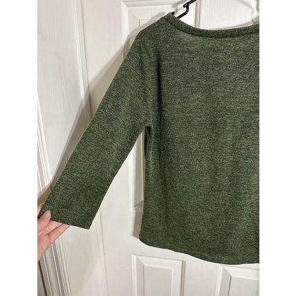 Corvia Sz Medium M Sweater/Blouse Green 3/4 Sleeve Shirt W/Knotted Front Design