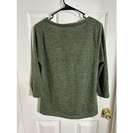 Corvia Sz Medium M Sweater/Blouse Green 3/4 Sleeve Shirt W/Knotted Front Design